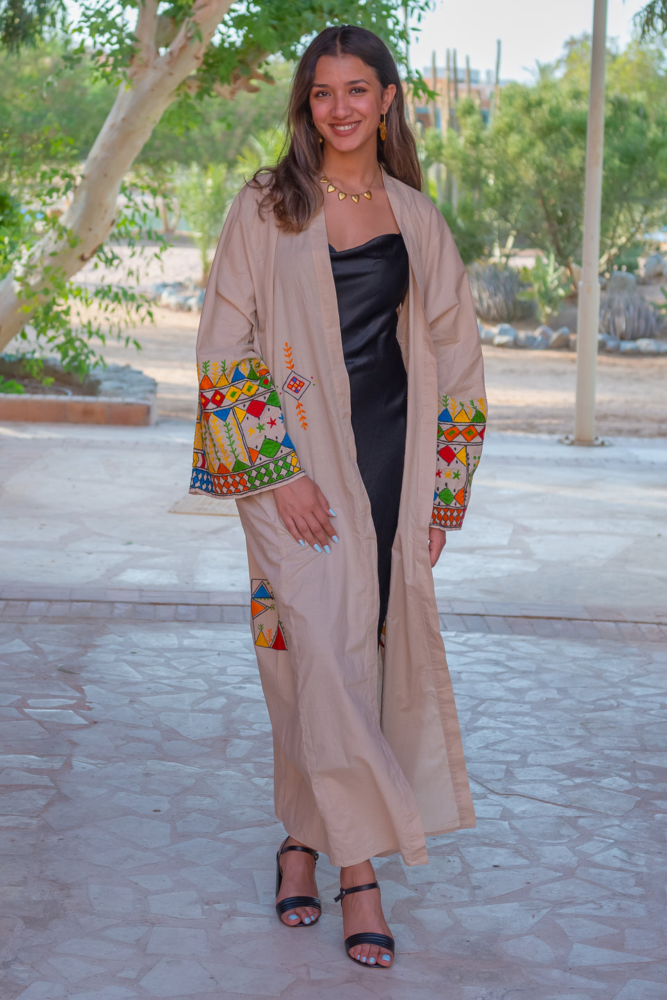 Brown Print Galabaya