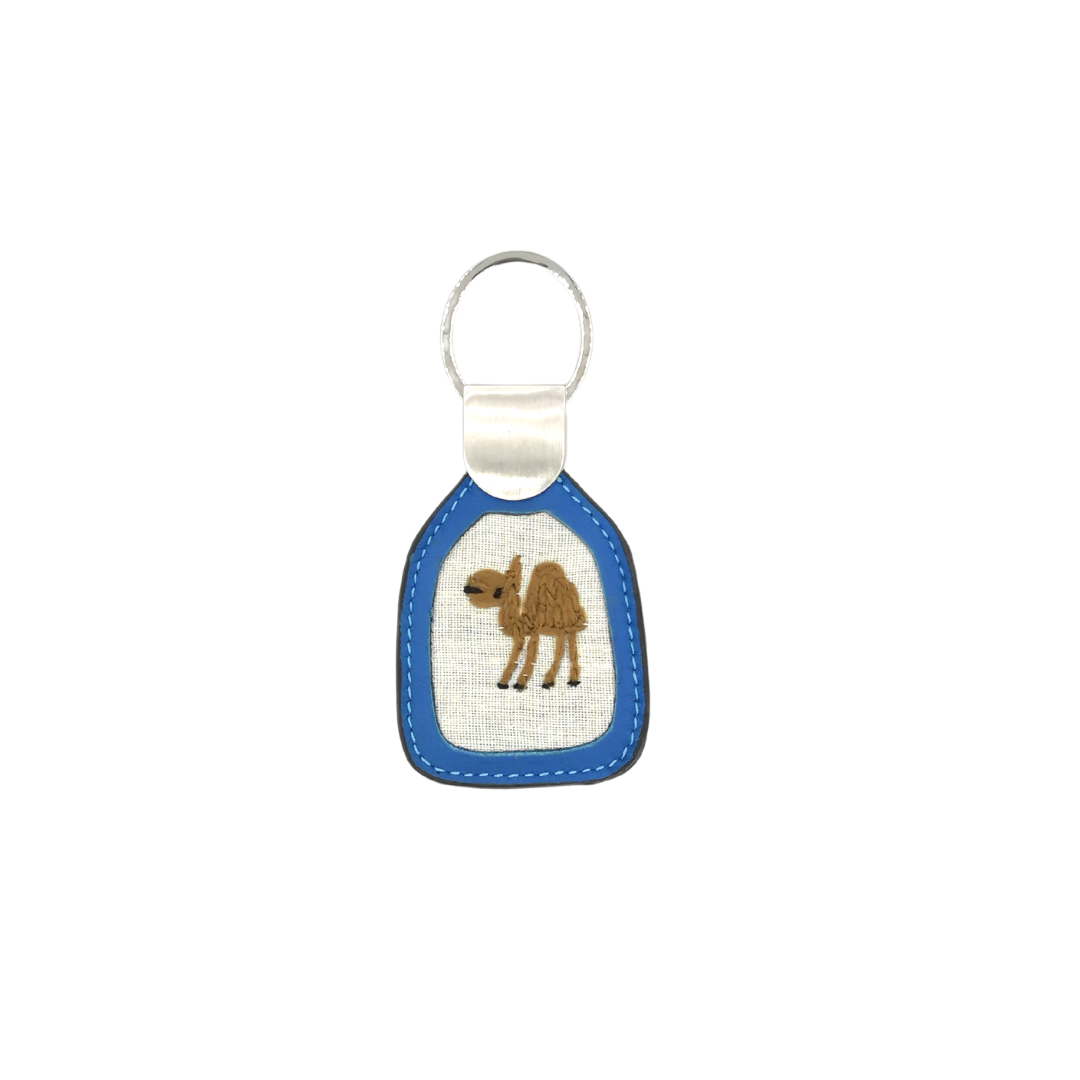 Genuine Leather Keychain - Camel