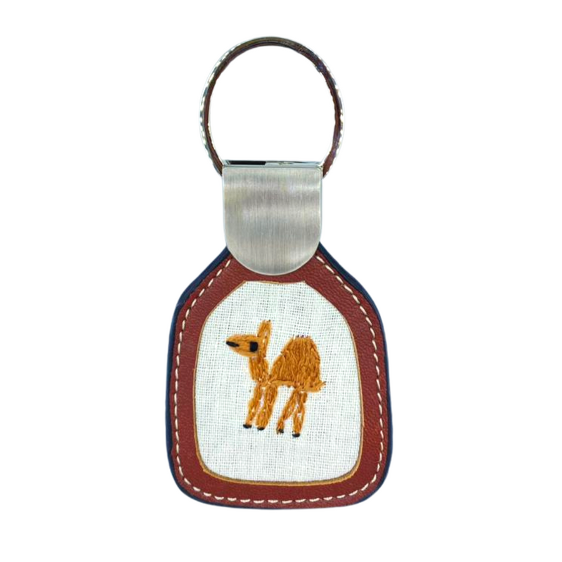 Genuine Leather Keychain - Camel