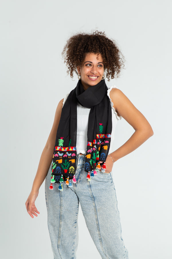 Special Multicolored Nubian Shawl - With Tassels